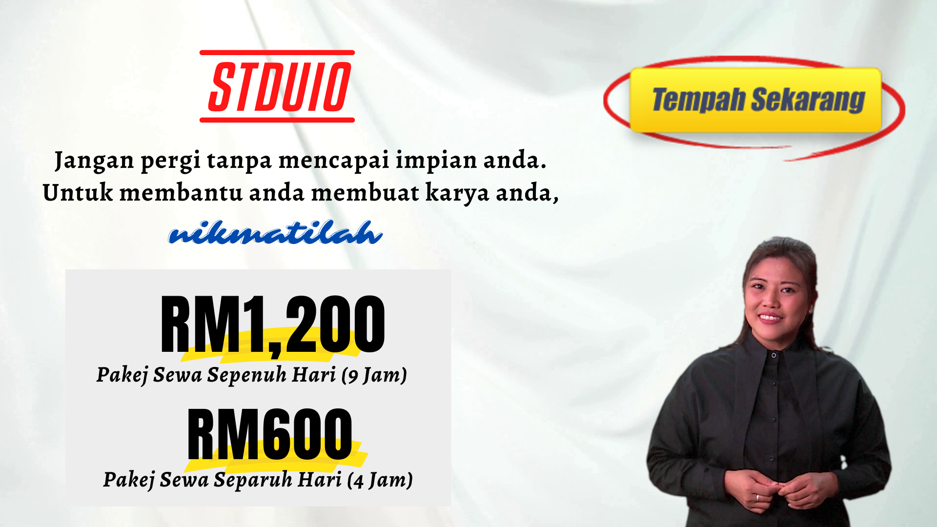 STDUIO Sewa green screen Pakej Harga