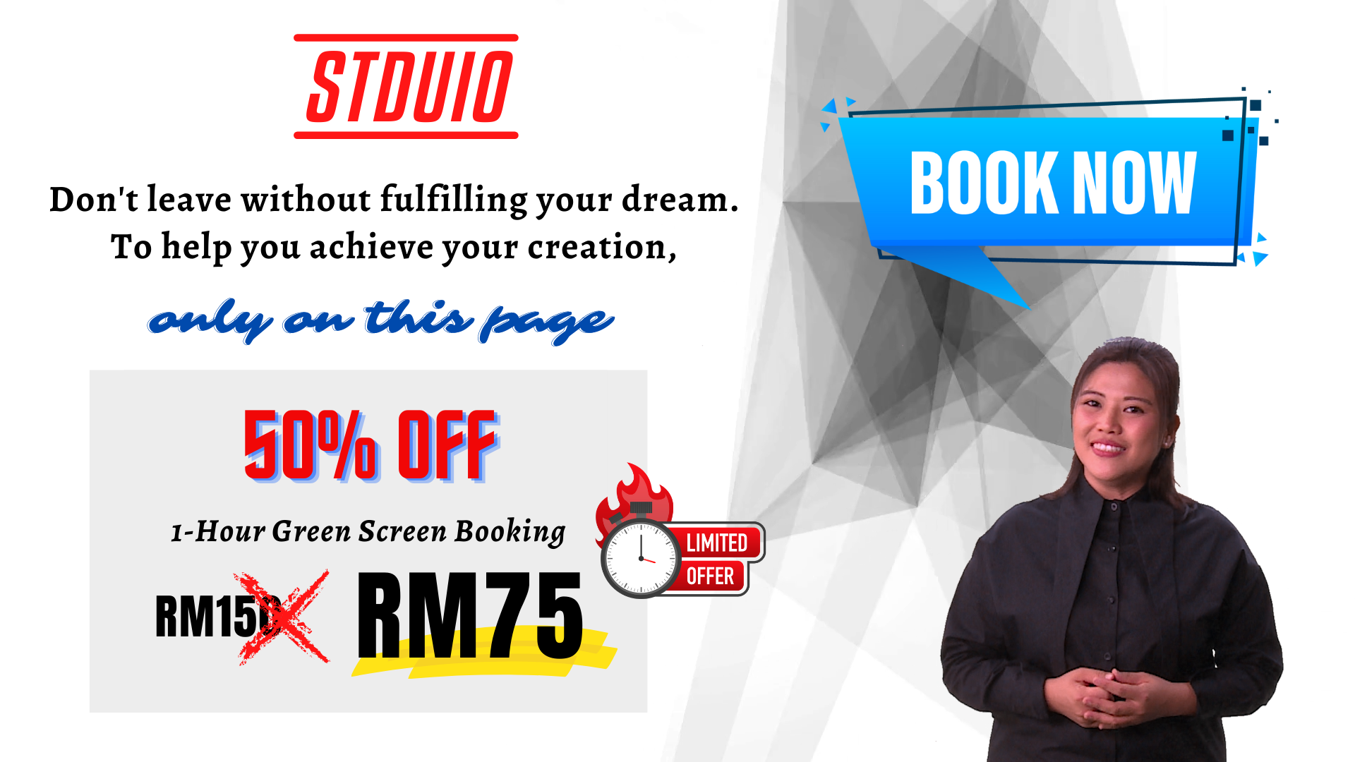 STDUIO Green Screen Booking VIP Special Deal